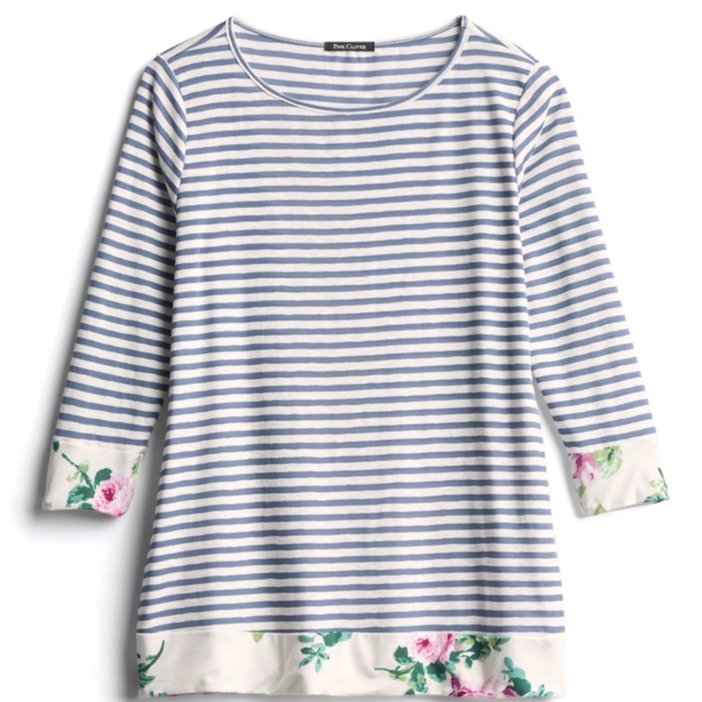 Floral Trim Knit Top